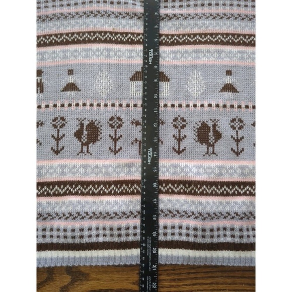 Vtg Hot Cashews 80s Cottagecore Fairisle Farm The Little House Theme Sweater M - Picture 9 of 9
